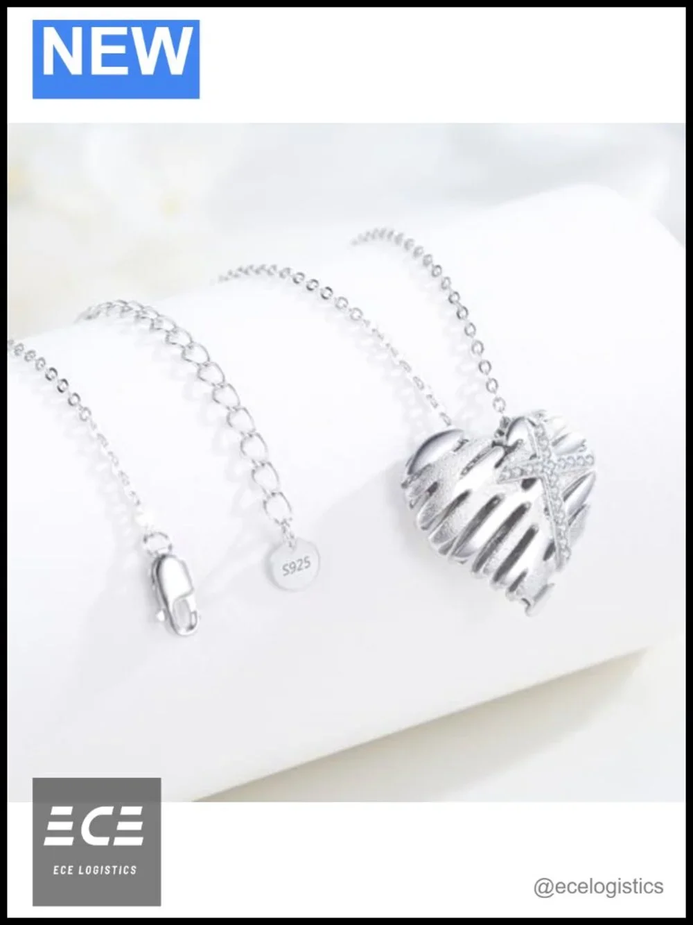 925 Sterling Silver Heart Cross Necklace Double Layer Pendant Jewelry Gift